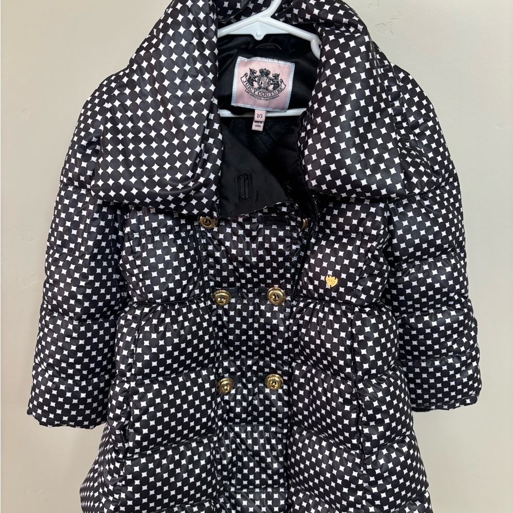 Juicy Couture Black and White Checkered Puffer Jacket